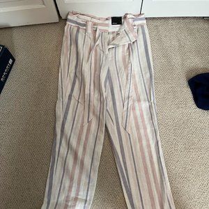 Express highwaisted dress pants (white with pink and purple stripes)
